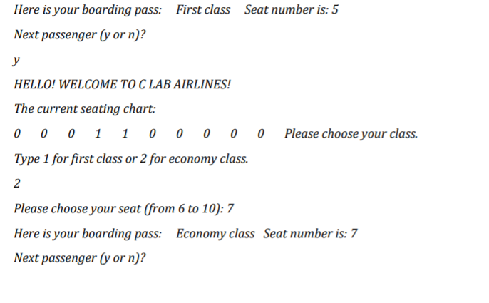 Solved Exercise 6 Program to simulate a seat-booking system | Chegg.com