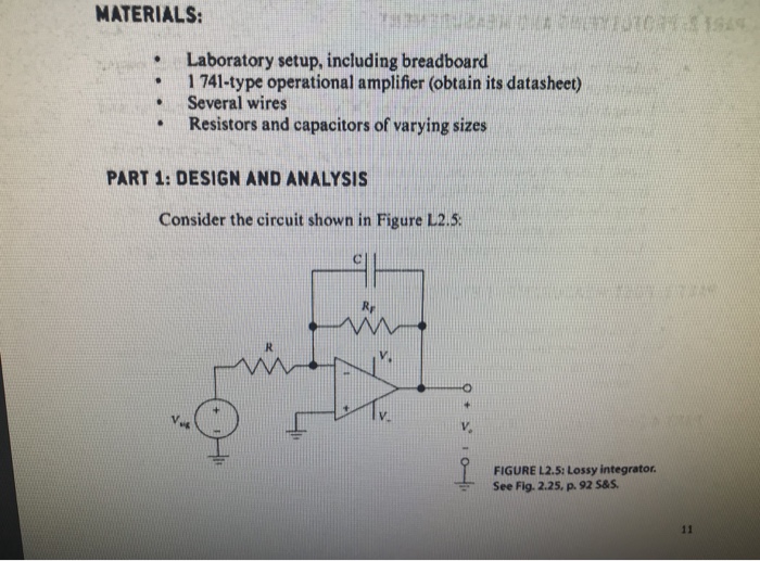 Solved MATERIALS: Laboratory setup, including breadboard . | Chegg.com