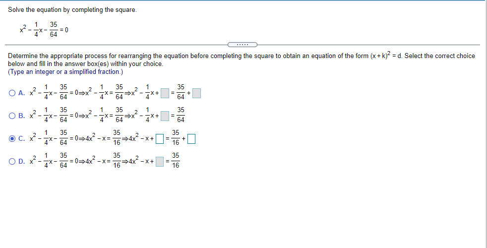 complete the square x 2 2x 35 0