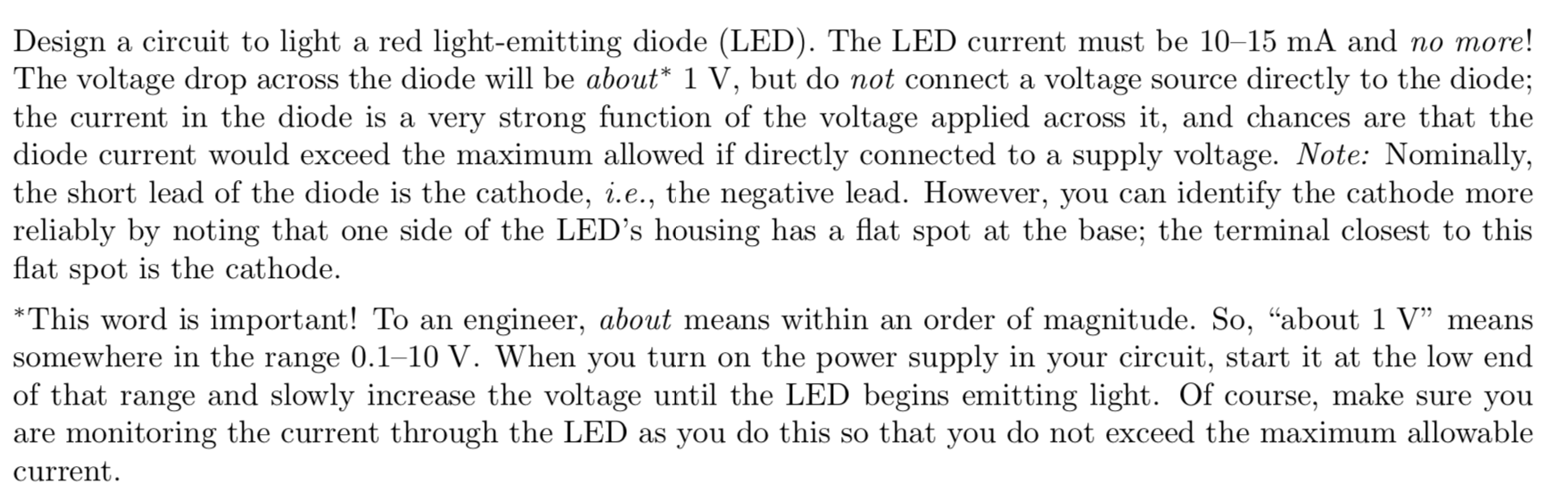 Solved Design A Circuit To Light A Red Light-emitting Diode | Chegg.com