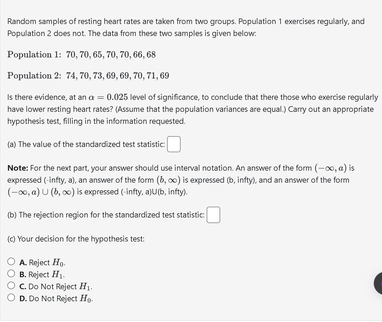 Solved Random samples of resting heart rates are taken from