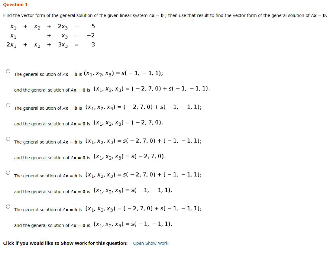 Solved Question 1 Find the vector form of the general | Chegg.com