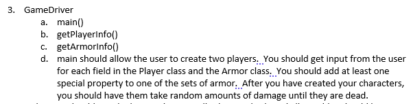 Solved code project with 3 classes in java. Only main method | Chegg.com