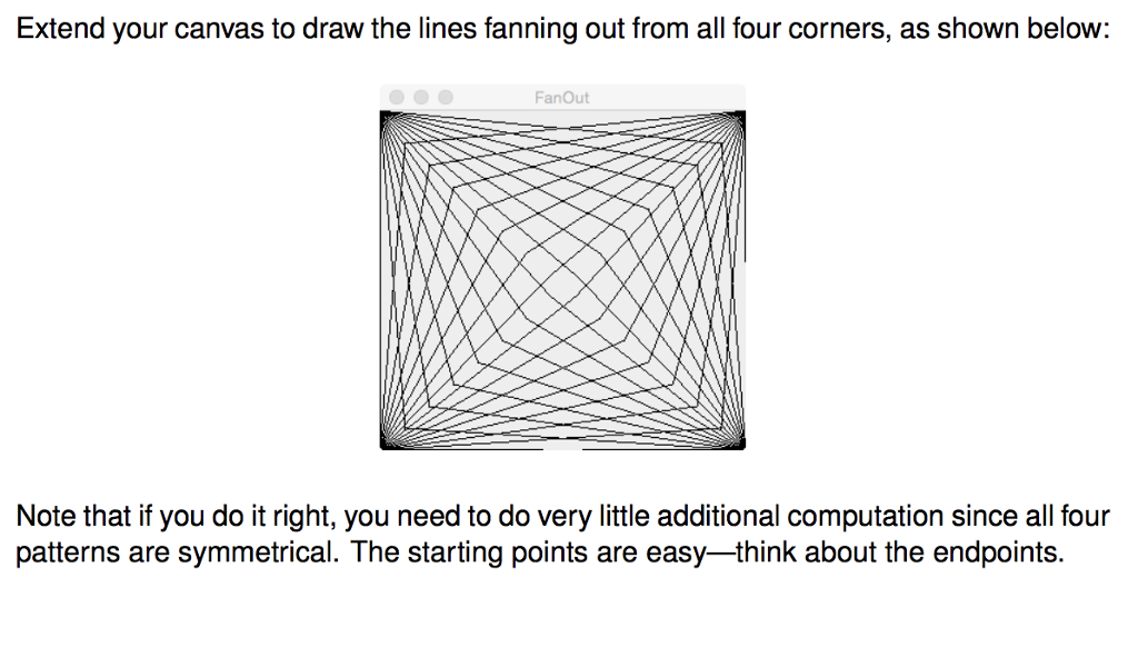 Solved Extend your canvas to draw the lines fanning out from | Chegg.com