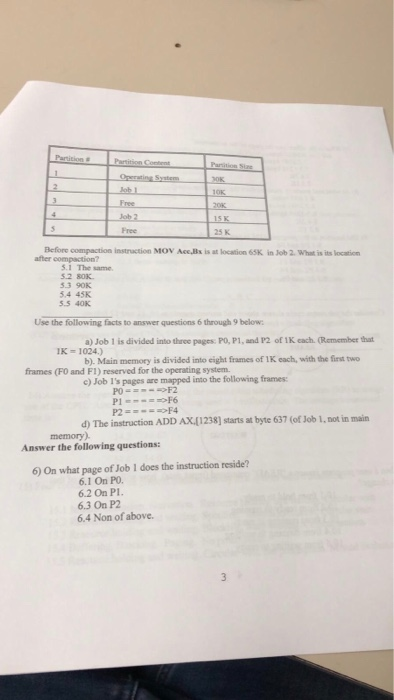 5) Given the following memory configuration, assume | Chegg.com