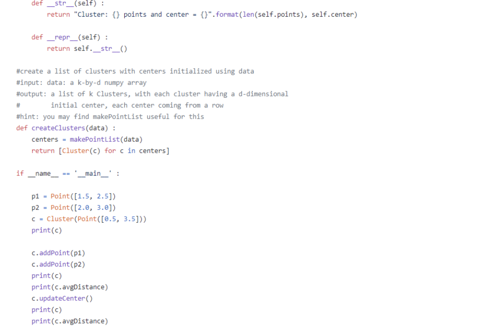 Solved import math import numpy as np #Point class for an | Chegg.com