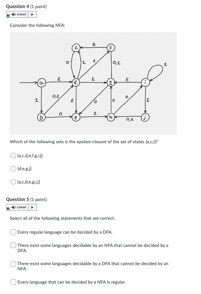 Solved Question 4 1 Point Listen Consider The Following