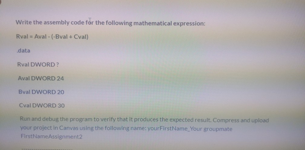 Solved Write the assembly code for the following | Chegg.com