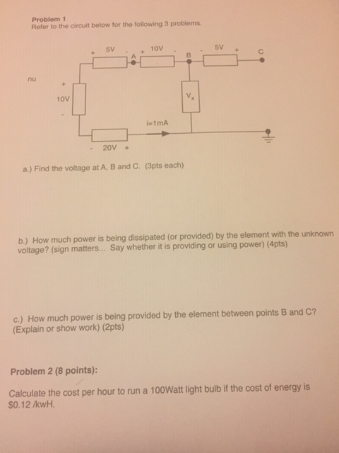 Solved Problem 1 Refer to the circuit below for the | Chegg.com