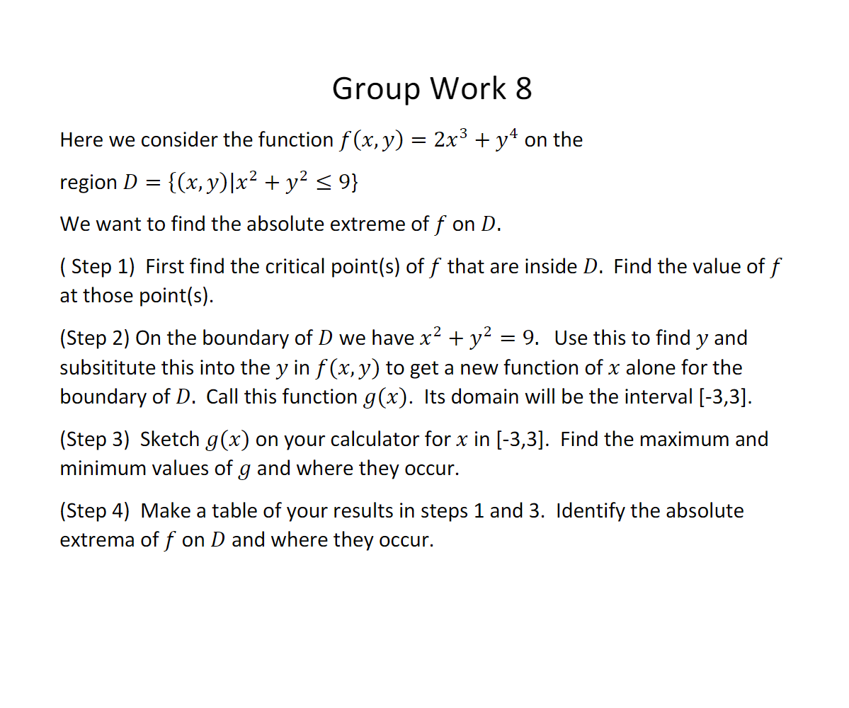 Solved Group Work 8 = Here we consider the function f(x, y) | Chegg.com
