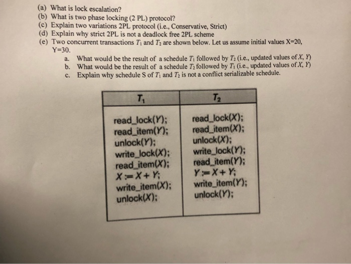 Solved (a) What is lock escalation? b) What is two phase