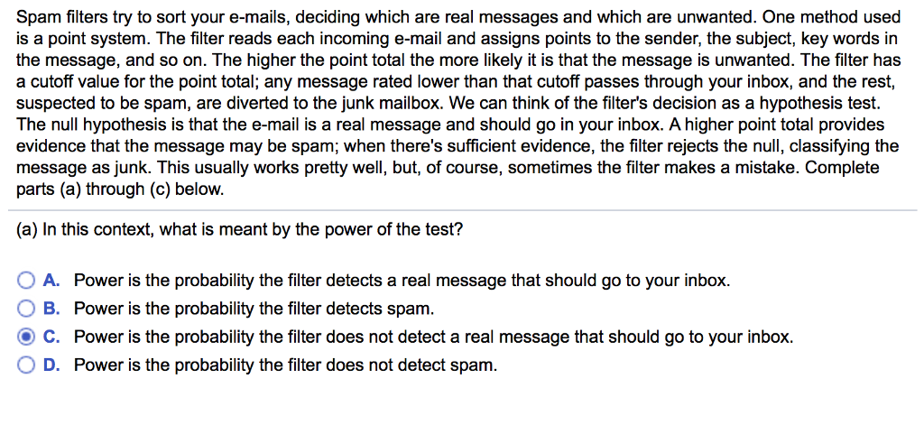 solved-spam-filters-try-to-sort-your-e-mails-deciding-which-chegg