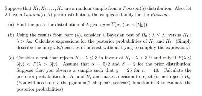 Solved Suppose That X1,X2,…,Xn Are A Random Sample From A | Chegg.com