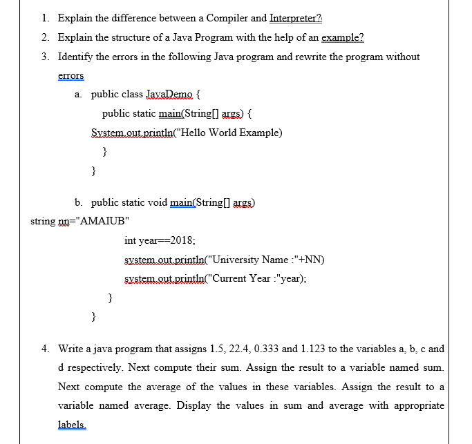 Solved 1. Explain the difference between a Compiler and | Chegg.com