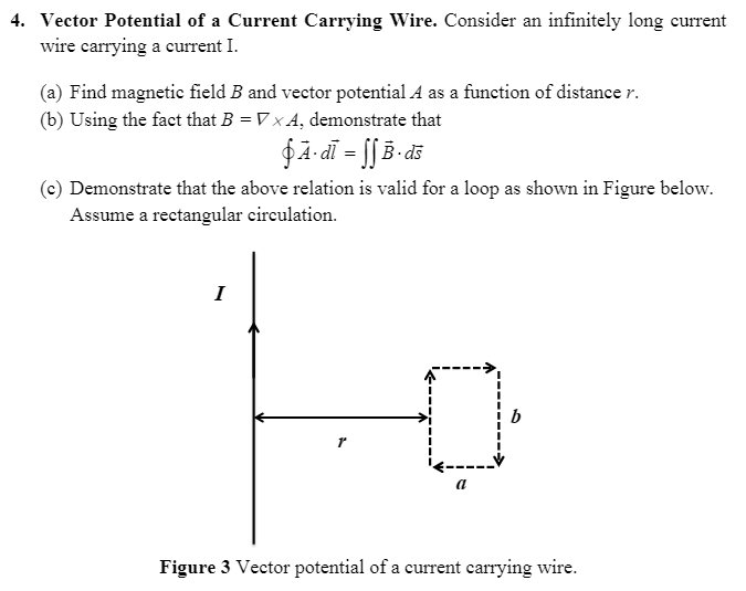 Solved 4. Vector Potential of a Current Carrying Wire. | Chegg.com