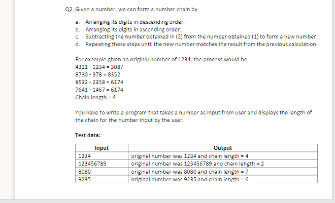 Solved 02. Given a number, we can form a number chain by a. | Chegg.com