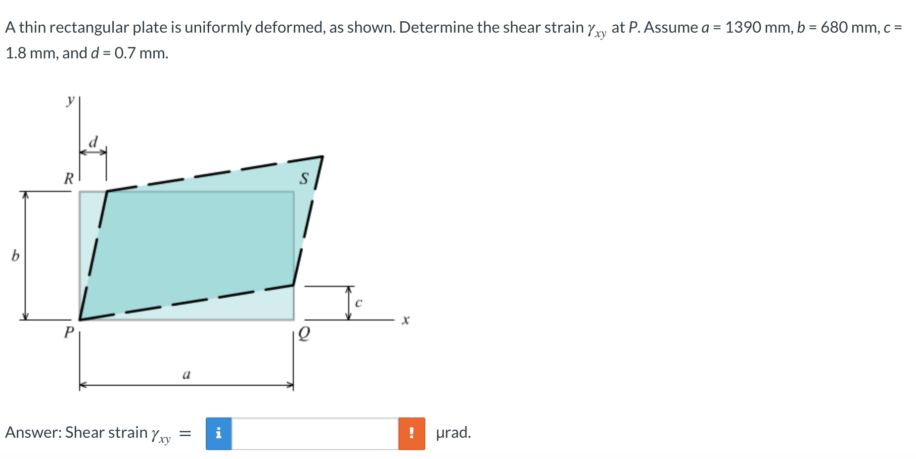 Solved A Thin Rectangular Plate Is Uniformly Deformed, As | Chegg.com