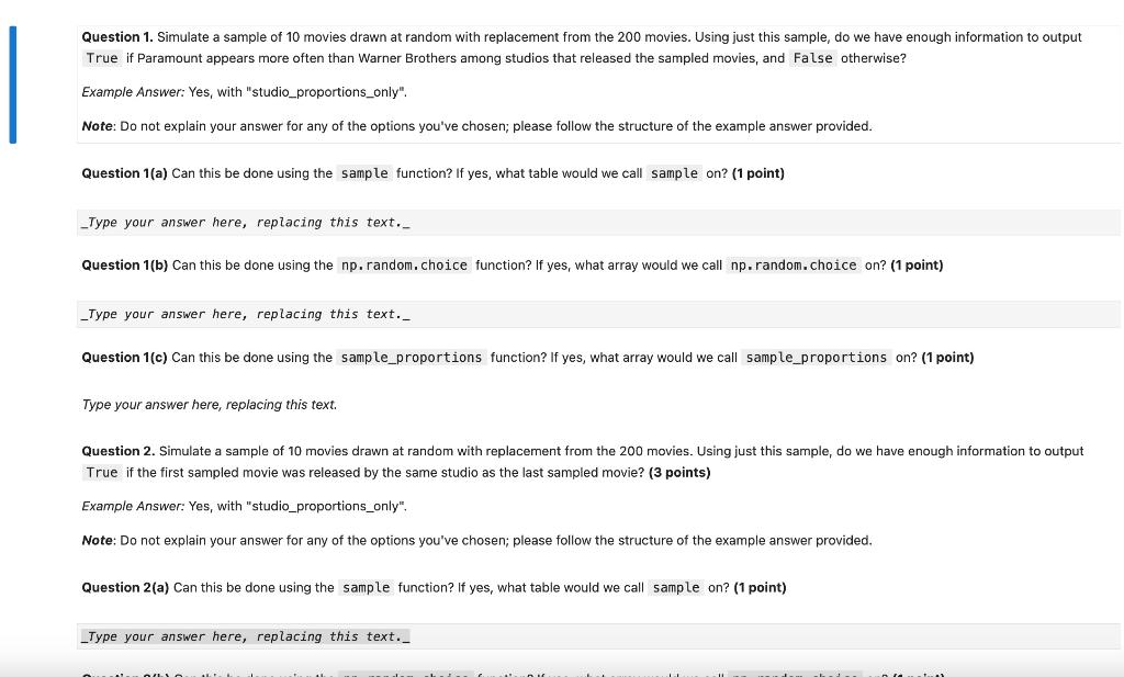 Solved 3. Three Ways Python Draws Random Samples You have | Chegg.com
