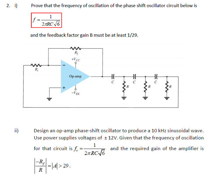 Solved 2. i) Prove that the frequency of oscillation of the | Chegg.com