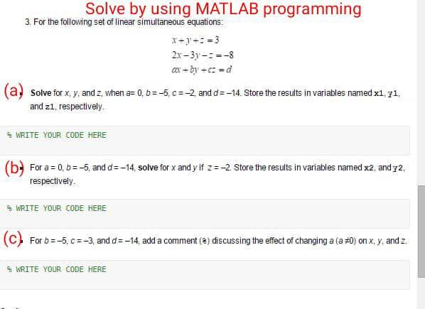 Solved Solve By Using MATLAB Programming 3. For The | Chegg.com