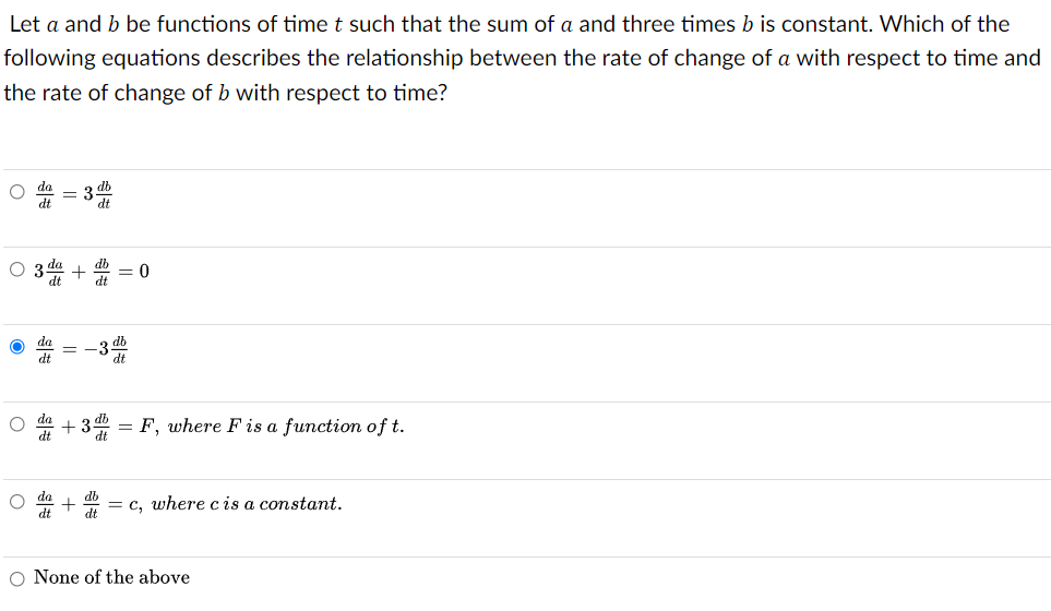 Solved Let A And B Be Functions Of Time T Such That The Sum | Chegg.com