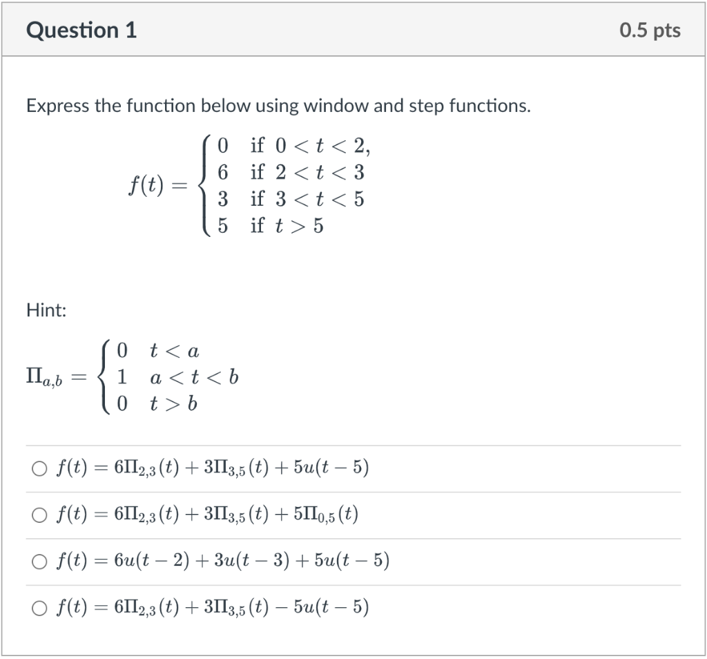 Express the function below using window and step | Chegg.com