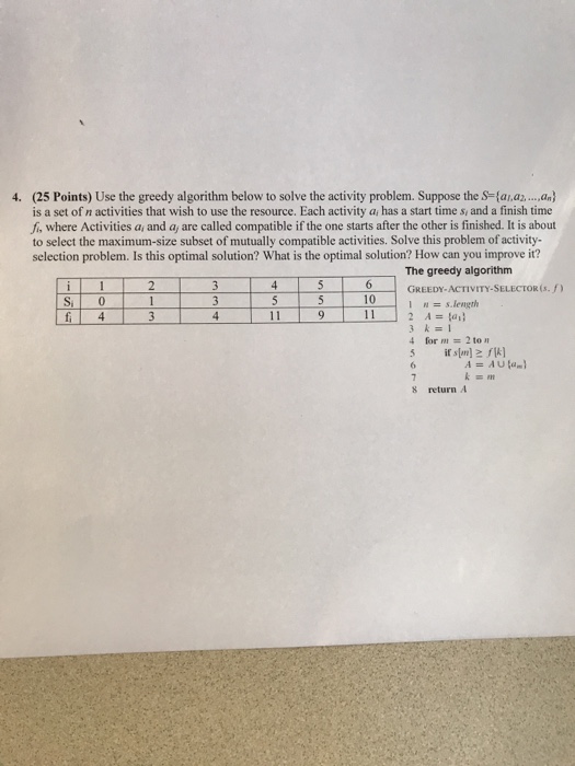 Solved 4. (25 Points) Use the greedy algorithm below to | Chegg.com