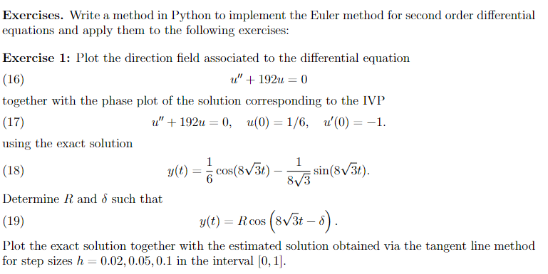 - Exercises. Write a method in Python to implement | Chegg.com