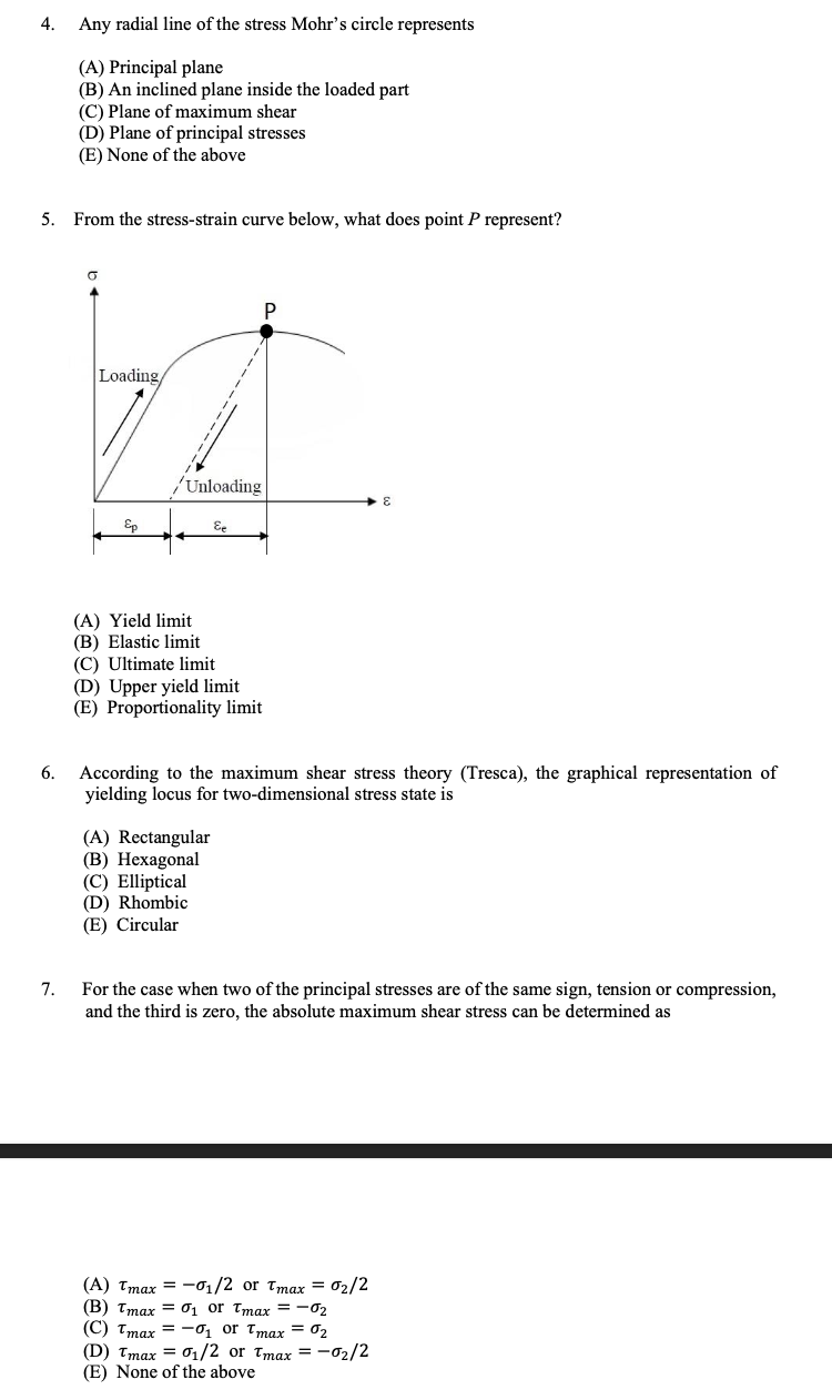 Solved 4. Any Radial Line Of The Stress Mohr's Circle 