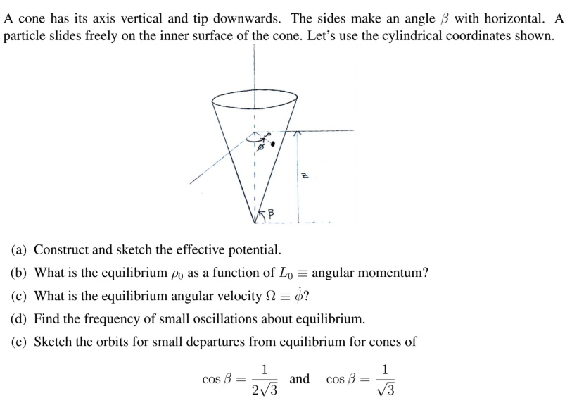A cone has its axis vertical and tip downwards. The | Chegg.com