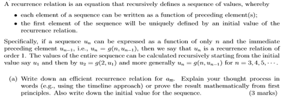 A recurrence relation is an equation that recursively | Chegg.com