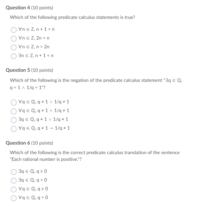 Solved Question 4 (10 points) Which of the following | Chegg.com