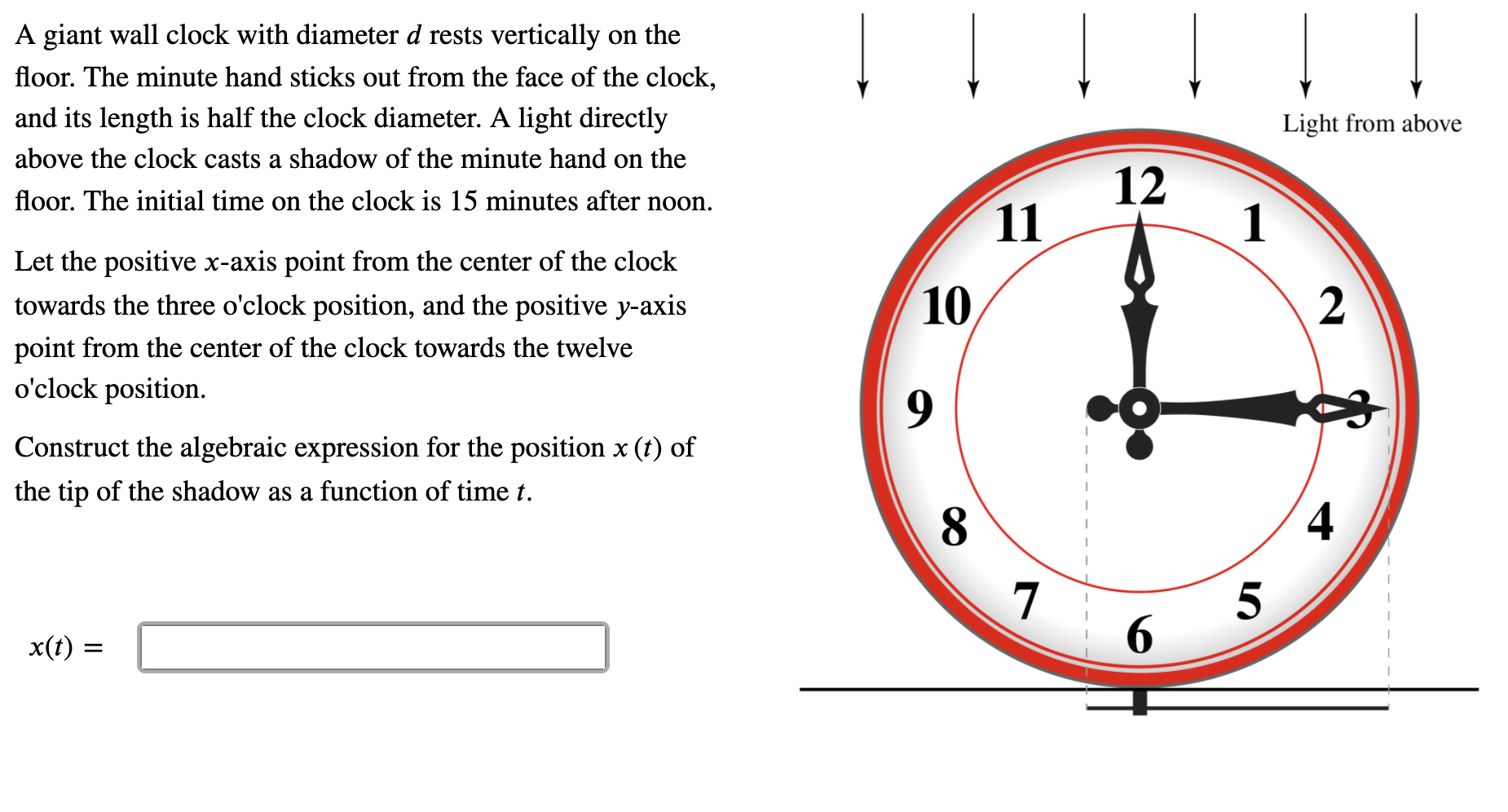 Solved A giant wall clock with diameter d rests vertically