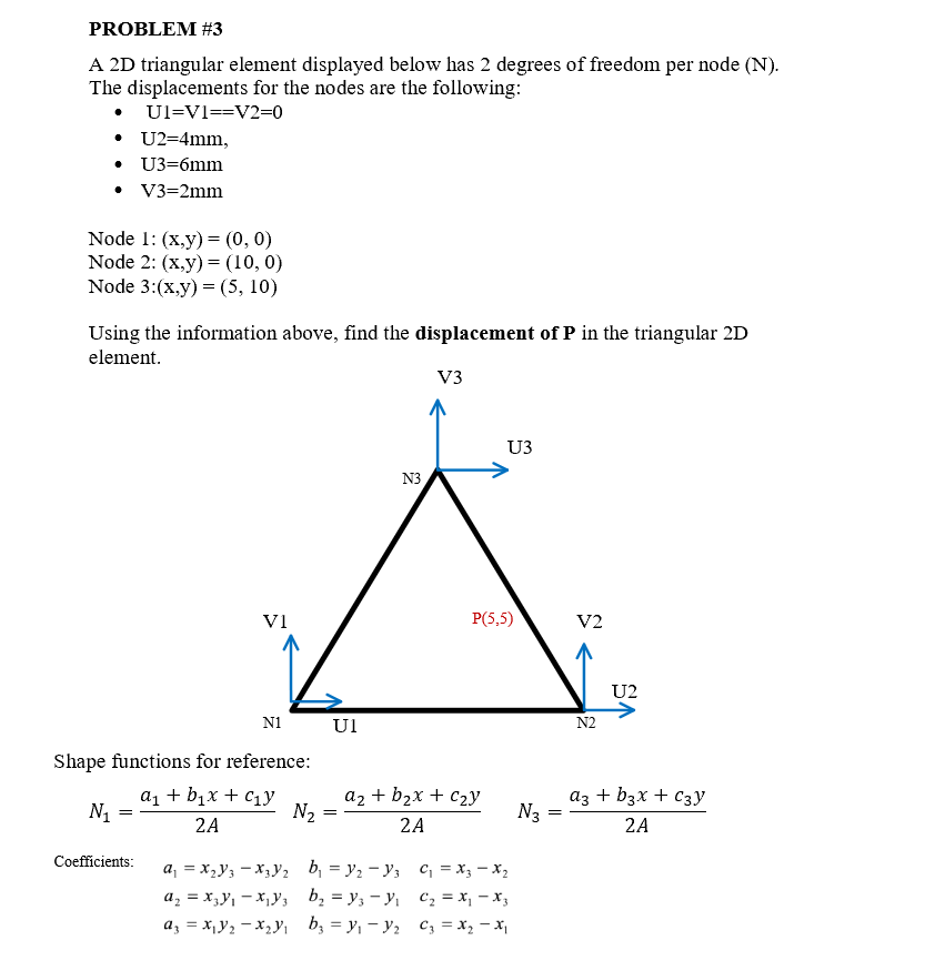 Solved A 2D triangular element displayed below has 2 degrees | Chegg.com