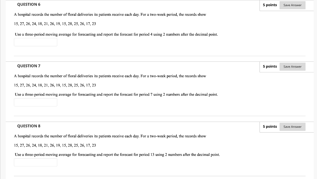 Solved QUESTION 6 5 points Save Answer A hospital records | Chegg.com