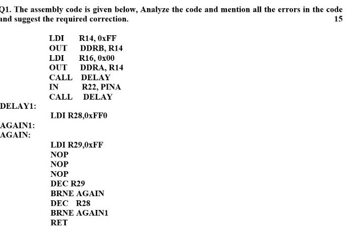 Q1. The assembly code is given below, Analyze the | Chegg.com