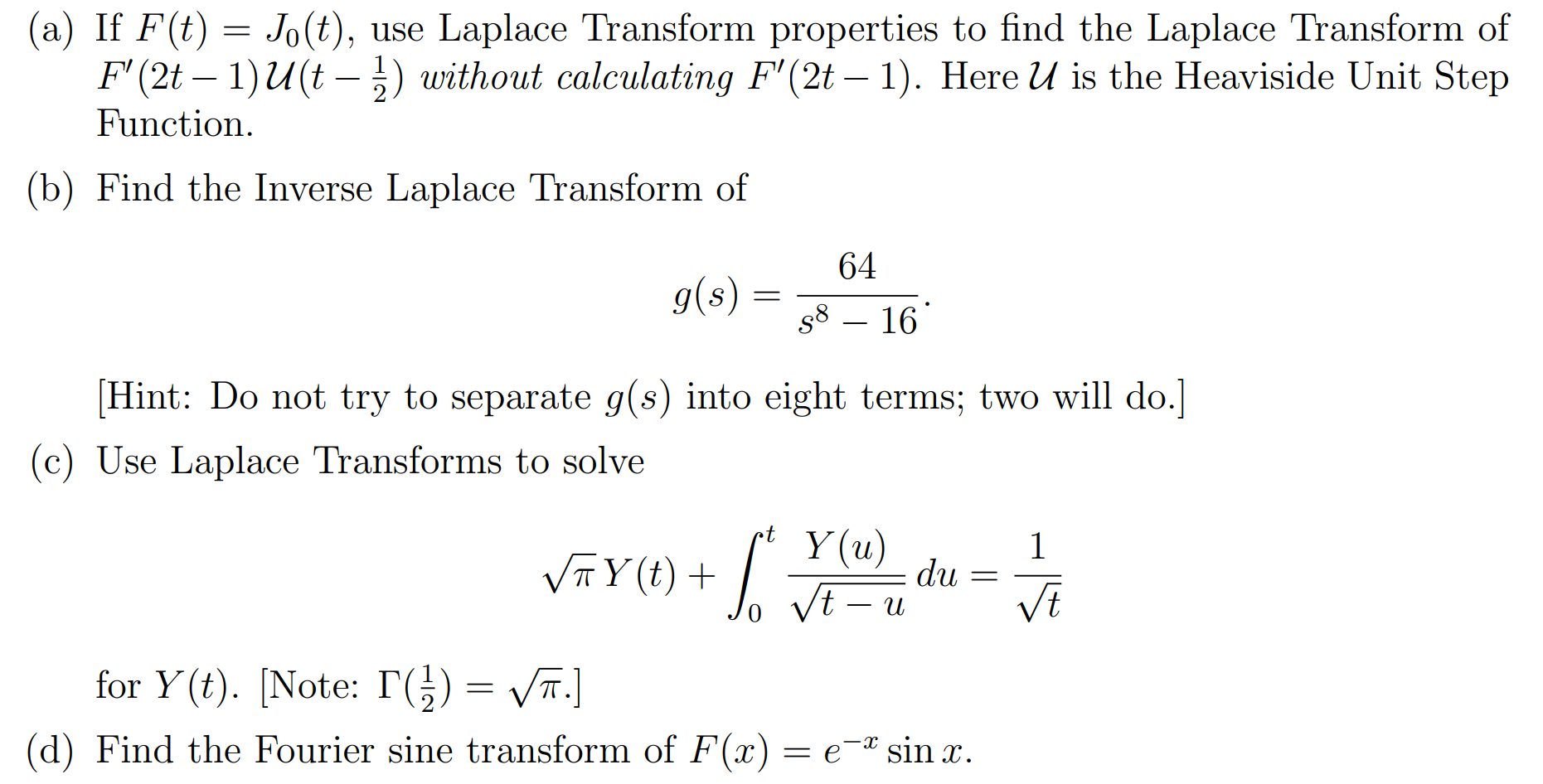 Solved A If F T J T Usc Laplace Transform Propert Chegg Com