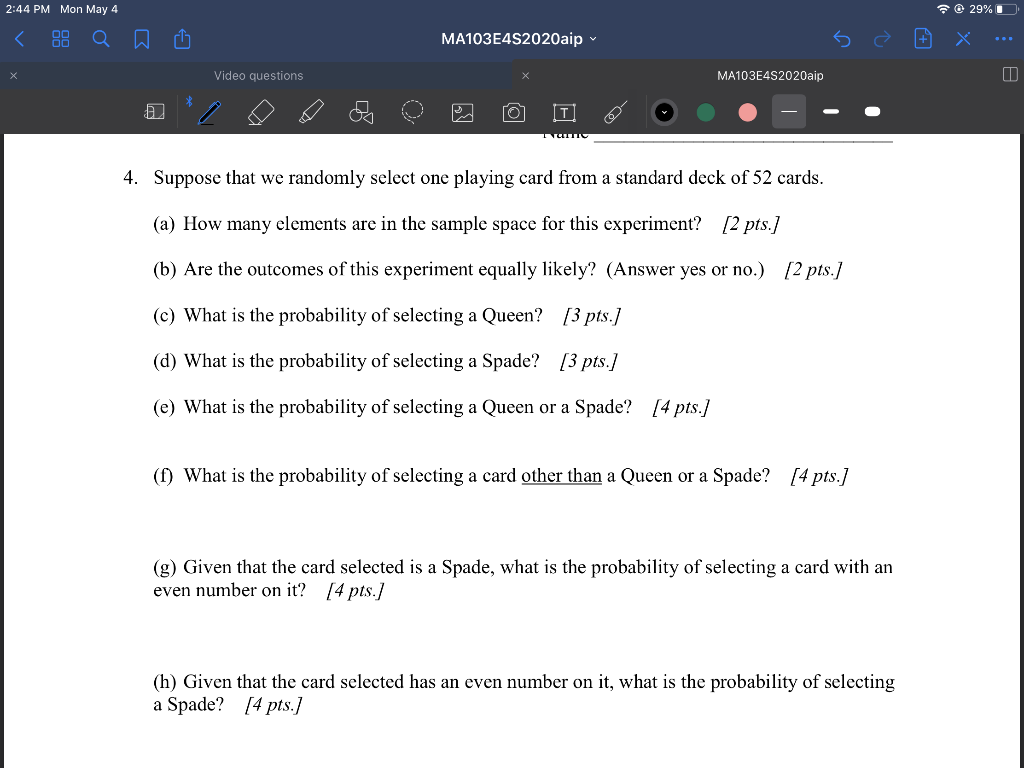 Solved 2 44 Pm Mon May 4 29 0 Ma103e45aip Video Ques Chegg Com