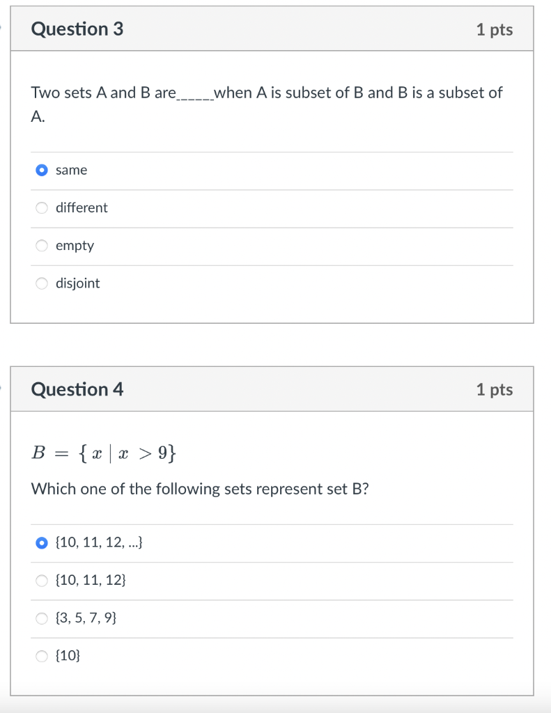 Solved Two Sets A And B Are. When A Is Subset Of B And B Is | Chegg.com