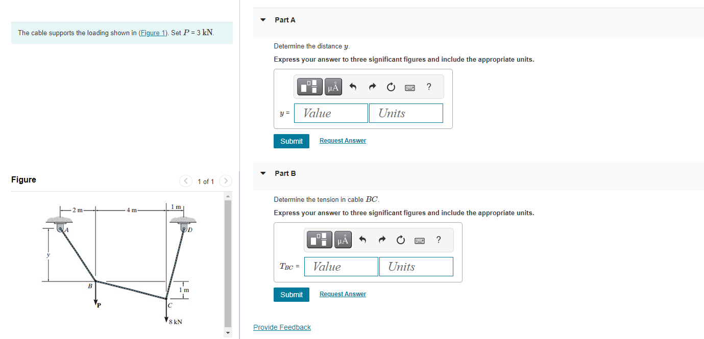Solved The cable supports the loading shown in (Figure 1). | Chegg.com