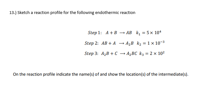Solved 13.) Sketch a reaction profile for the following | Chegg.com
