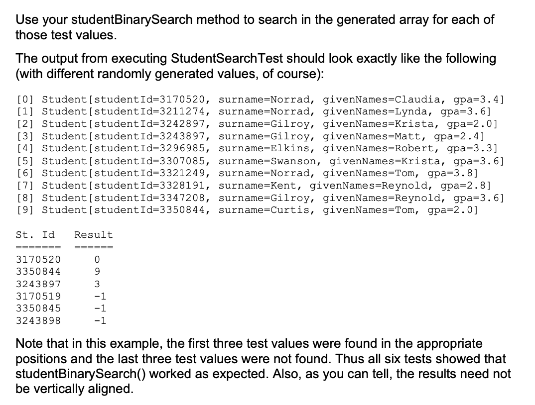 Solved Searching Student Records The file Student.java is | Chegg.com