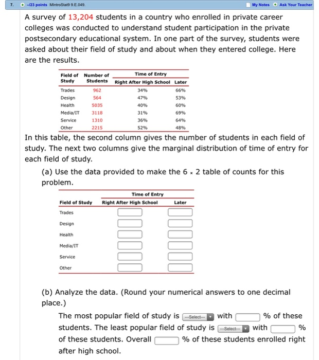 Solved -23 points MIntroStat99.Е.049. My Notes Ask Your A | Chegg.com