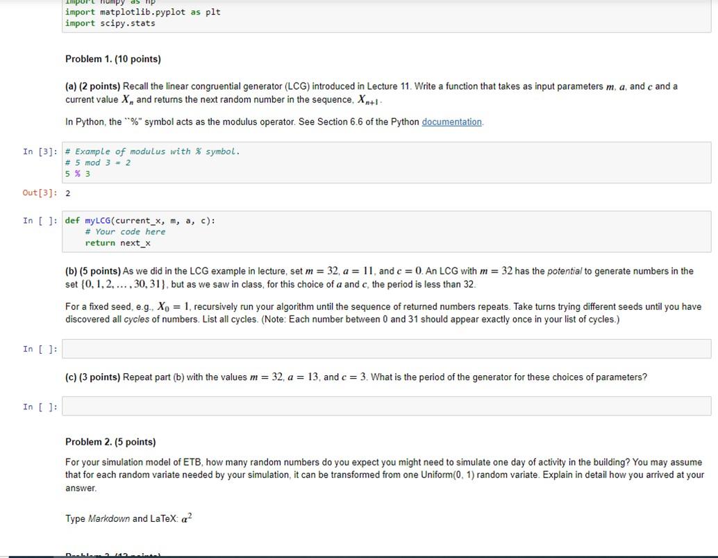 (a) (2 points) Recall the linear congruential | Chegg.com