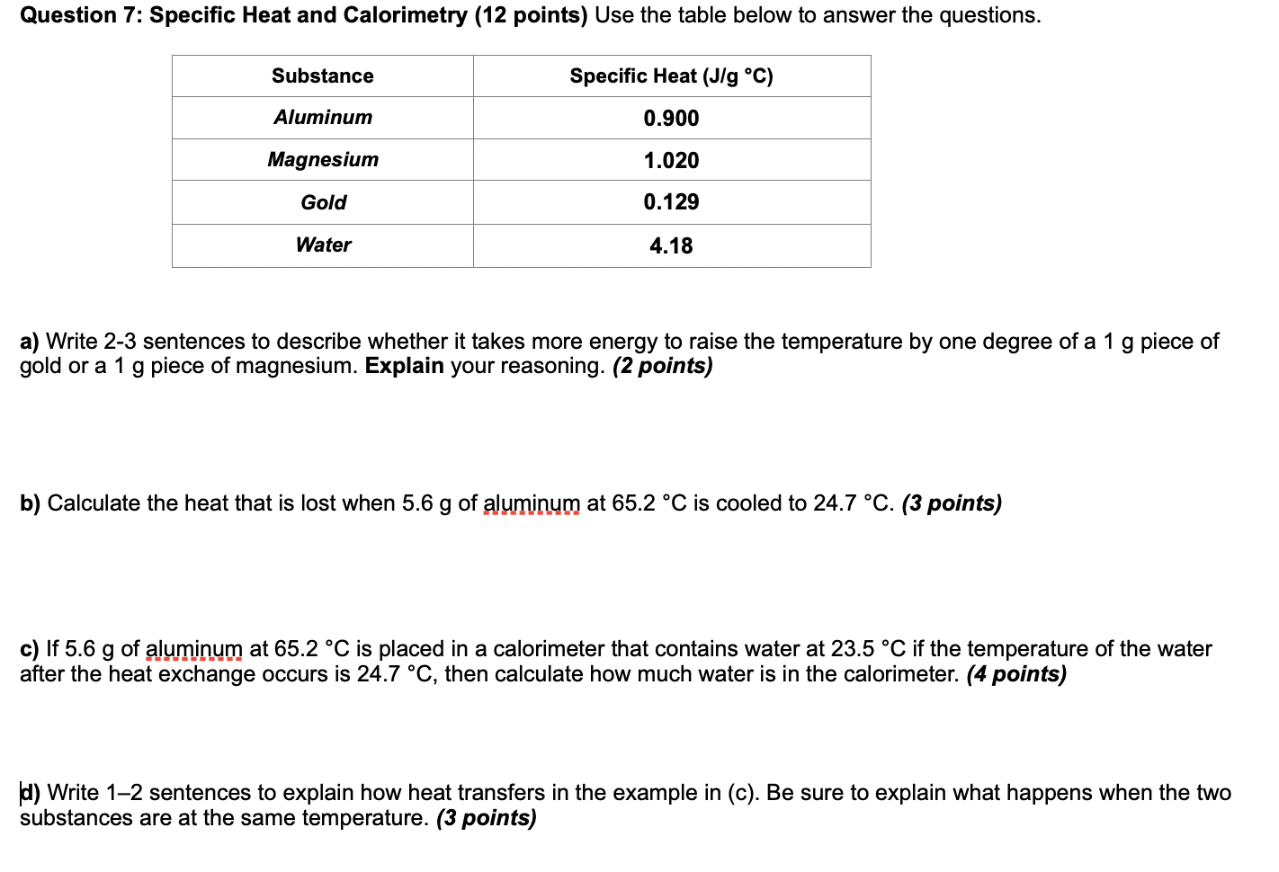 Solved SPECIFIC HEAT AND CALORIMETRY I need help with this