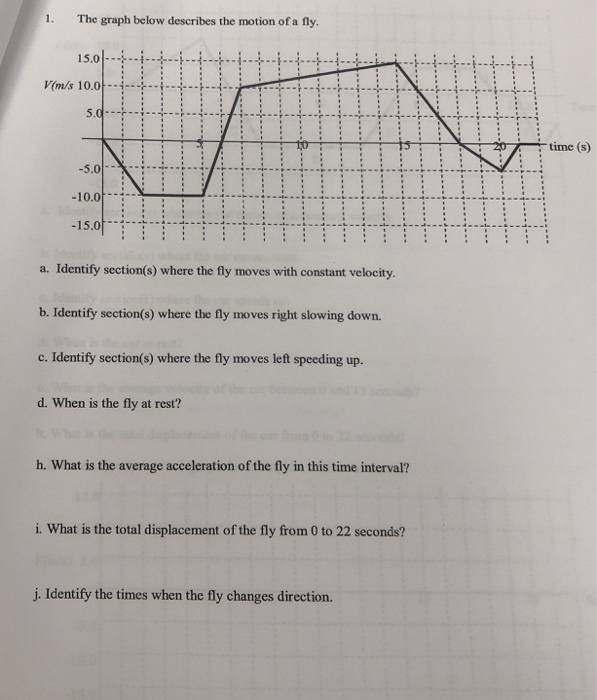 Solved 1. The graph below describes the motion of a fly. | Chegg.com