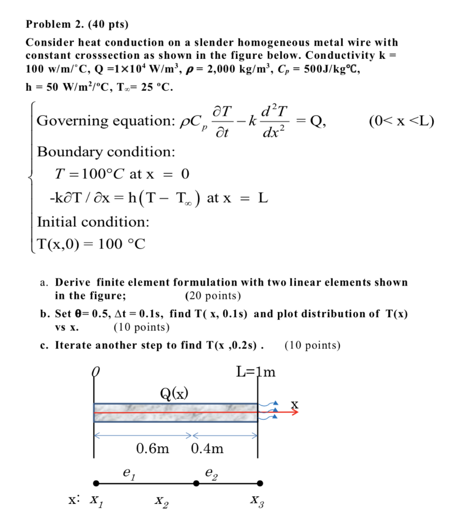 Problem 2. (40 Pts) Consider Heat Conduction On A | Chegg.com