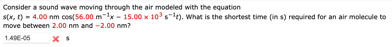 Solved Consider a sound wave moving through the air modeled | Chegg.com