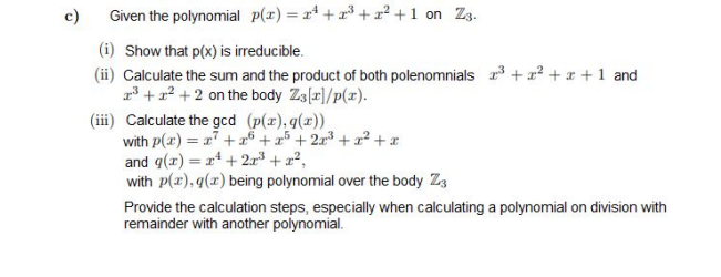 Solved C Given The Polynomial P 23 22 1 On 23 Chegg Com