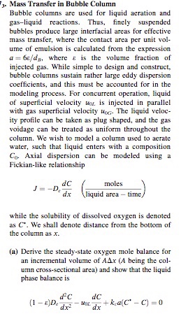 3 Mass Transfer in Bubble Column Bubble columns are | Chegg.com